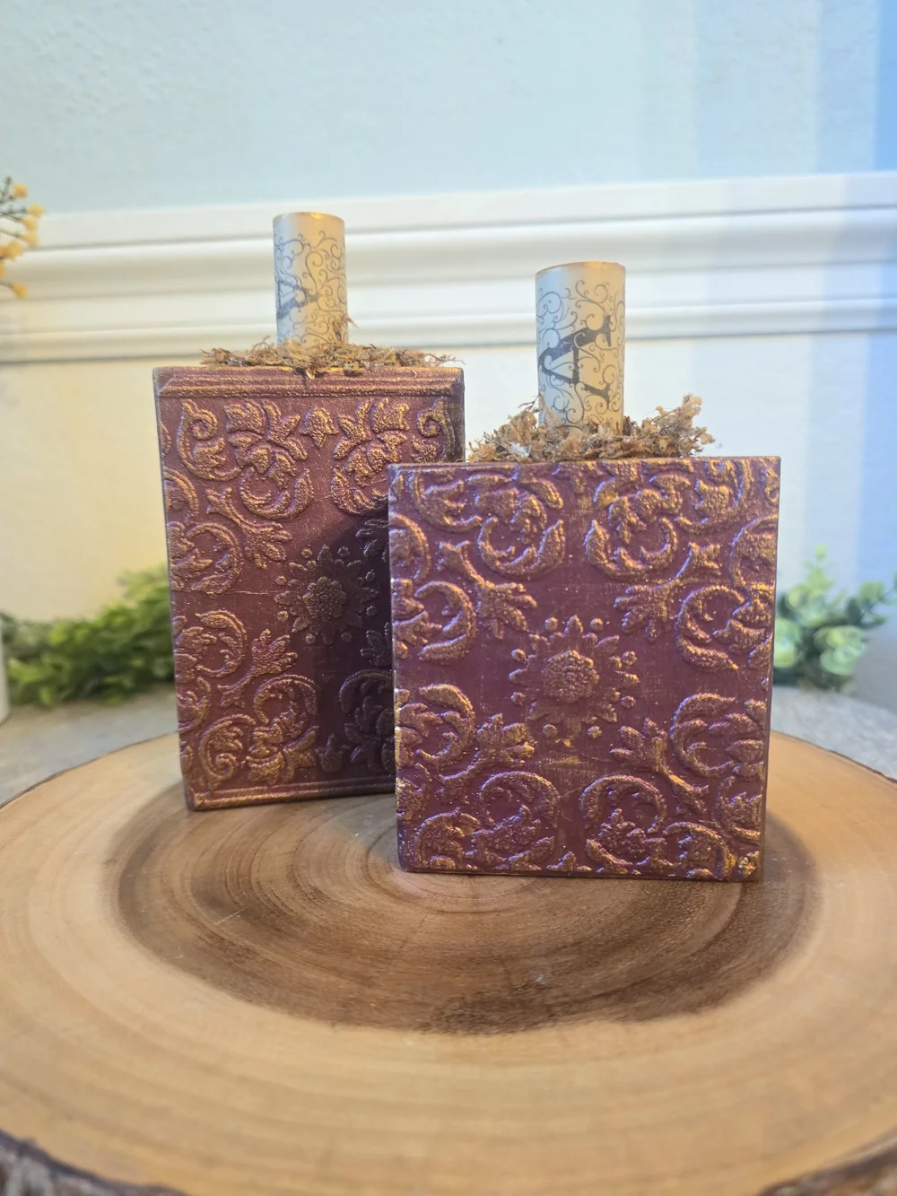 Embossed Metallic Burgundy Pumpkin Decor *dark & moody FALL